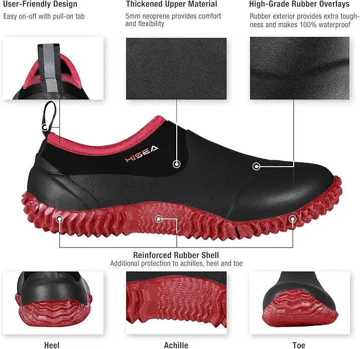 HISEA Unisex Waterproof Garden Shoes, Men's Rubber Rain Boots Women's Ankle Rain Shoes Neoprene Camp Booties Outdoor Slip-On Footwear for Gardening, Farming, Camping, Car Wash, Lawn Care and Yard Work by GreenHaven Gardens