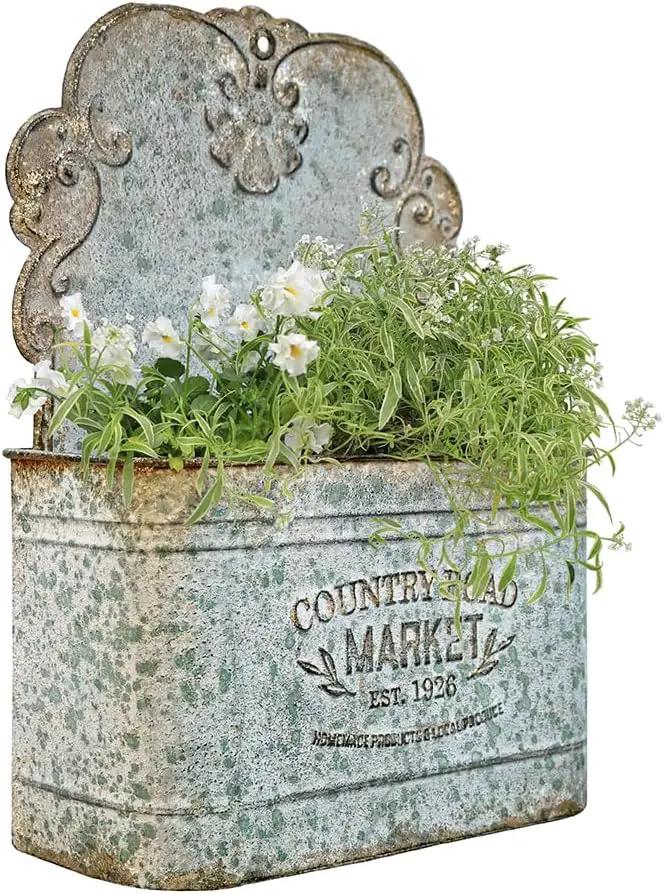 All Chic Metal Wall Planter Wall Mount Planter Wall Metal Hanging Planter Wall Vases for Flowers Planters for Outdoor Plants for Farmhouse Wall Decor (Rustic) by GreenHaven Gardens