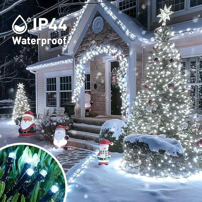 JMEXSUSS 500 LED White Christmas Lights Outdoor, 173ft 8 Modes Christmas Tree Lights, Waterproof Christmas Twinkle String Lights Green Wire for House Wedding Party Xmas Indoor Decorations by GreenHaven Gardens