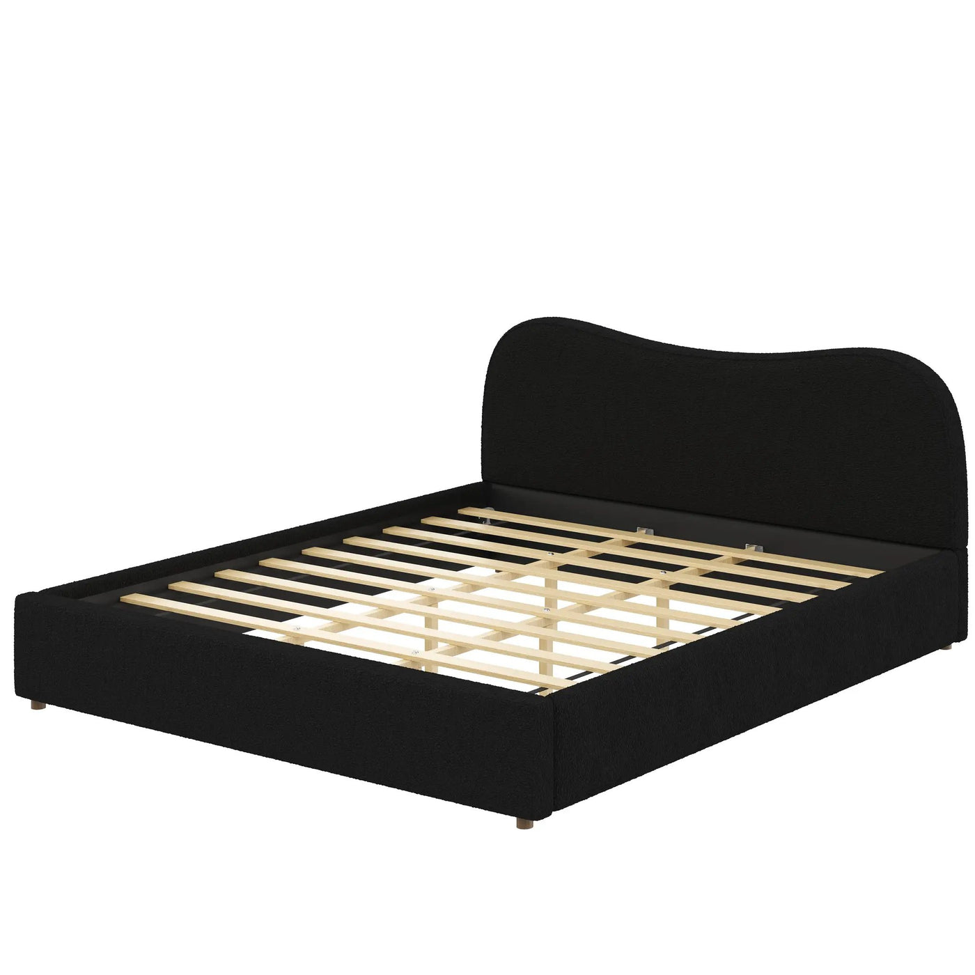 King Size Upholstered Platform Bed with Wooden Slats by HouseOfZazla
