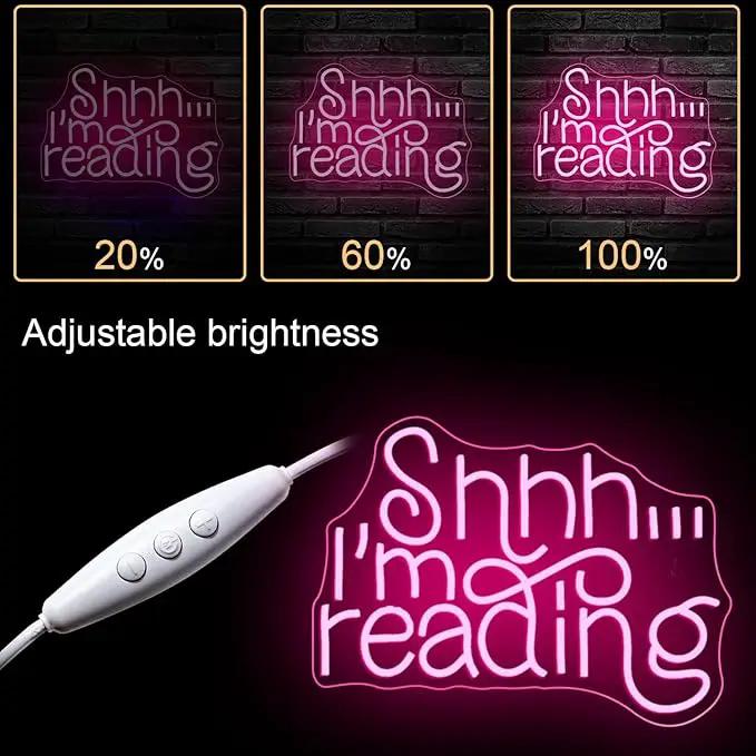 WLHOPE Shhh Im Reading Neon Sign Neon Signs for Wall Decor Dimmable Read Books Neon Lights LED Sign for Book Lovers Gifts Bedroom Bookstore Reading Room Library Study Room Decoration by GreenHaven Gardens