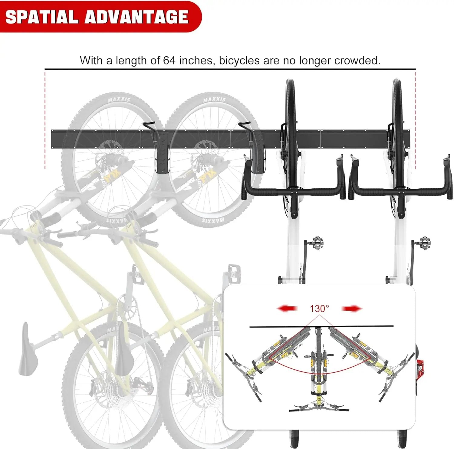 Ultrawall Swivel Bike Storage Rack, Adjustable Wall Mounted Bike Rack for Garage, Vertical Bike Hanger for Indoor Bicycle Storage, Space Saving Bike Holder by GreenHaven Gardens