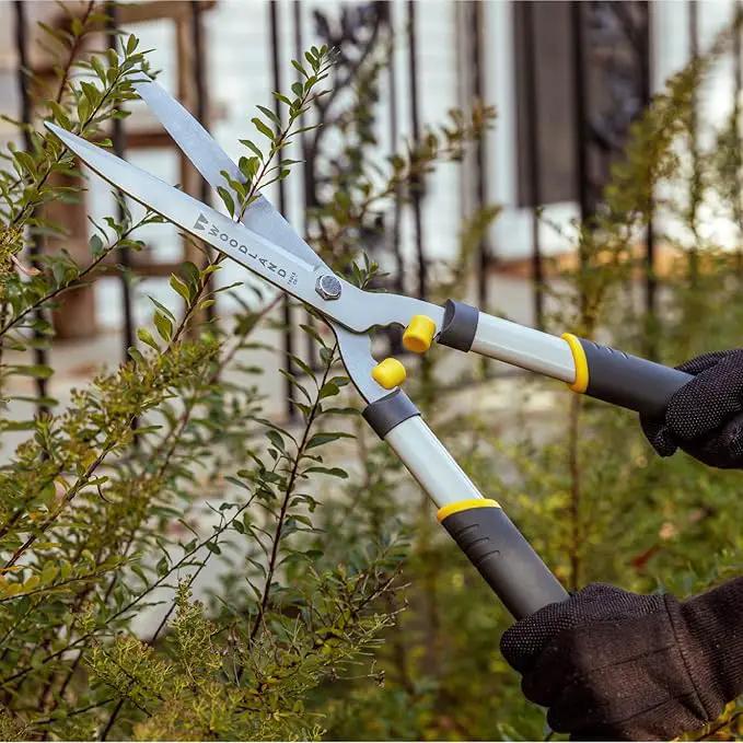 Woodland Tools 22" Regular Duty Hedge Shears - High Carbon Steel Blades, Non-Stick Coating, Cushioned Grips, Shock-Absorbing Bumpers, Manual Hedge Clippers for Shrubs and Bushes by GreenHaven Gardens