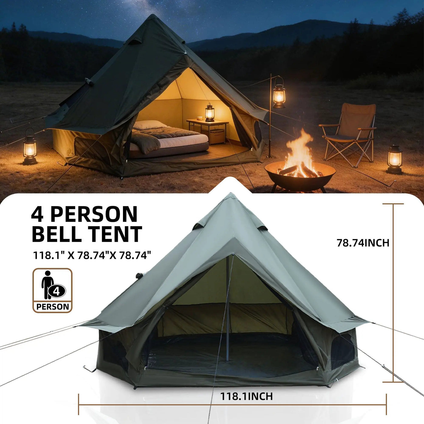4 Season Bell Tent 9.8 FT by HouseOfZazla