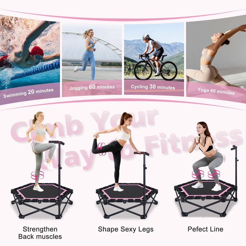 42" Foldable Mini Trampoline with Adjustable T-Bar by HouseOfZazla