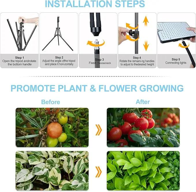 50W Standing Grow Lights for Indoor Plants, Seed Starting, Bonsai with Timer Auto On/Off, 5000 Lumen Enough Bright Like A Small Sun for Your Jungle, Daisy Chain Function, 40"-64" Height Adjustable by GreenHaven Gardens