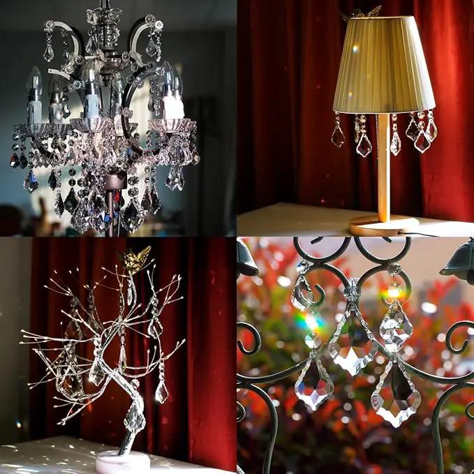 12pcs Crystal Chandelier Maple Leaf Prism Pendant Parts, 76mm Hanging Crystals Beads for Chandelier Wedding Decoration Clear by GreenHaven Gardens