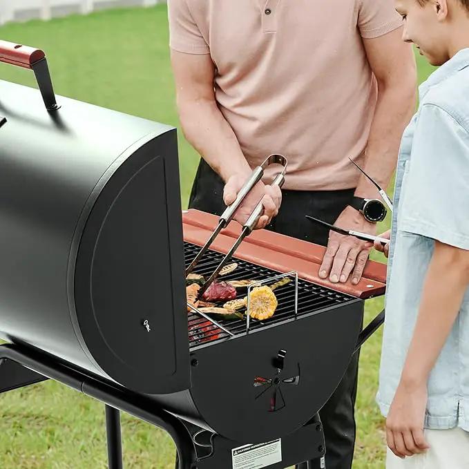 Royal Gourmet CC1830V 30 Barrel Charcoal Grill with Wood-Painted Side Front Table, 627 Square Inches Cooking Space, for Outdoor Backyard, Patio and Parties, Black by GreenHaven Gardens