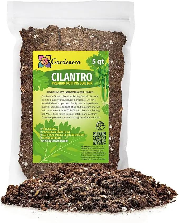 Premium Cilantro Plant Soil Mix by Gardenera - Stimulate Growth and Intensify Flavor with Nourishing Formula - 5 Quart by GreenHaven Gardens