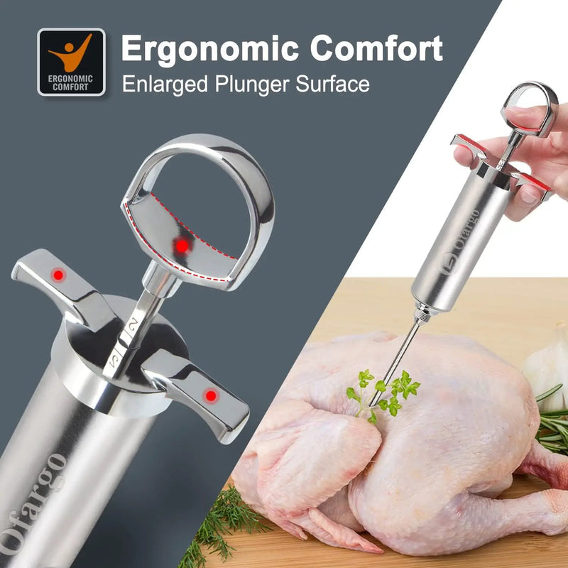 Meat Injector, Meat Injectors for Smoking with 3 Marinade Food Injector Syringe Needles, Injector Marinades for Meats, Turkey, Brisket; 2-oz Capacity by GreenHaven Gardens