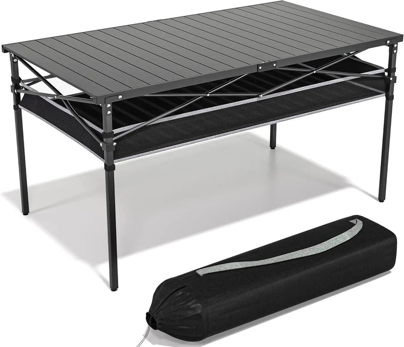 Folding Camping Table, Aluminum Roll-up Table with Storage Net and Carrying Bag, Outdoor Lightweight Camp Table for Picnic, Camping, Beach,Backyard, BBQ, Party, Patio by GreenHaven Gardens