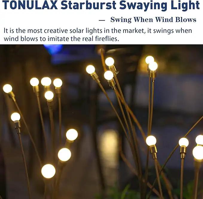 TONULAX Solar Garden Lights - Upgraded Solar Swaying Light, Sway by Wind, Outdoor Lights, Yard Patio Pathway Decoration, High Flexibility Iron Wire & Heavy Bulb Base, Warm White(6 Pack) by GreenHaven Gardens