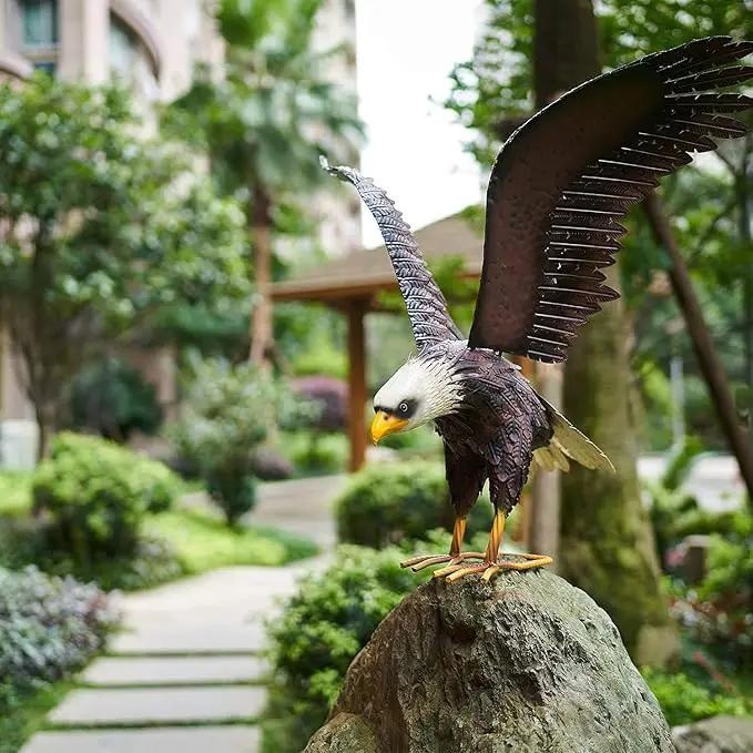 chisheen Bald Eagle Statue Outdoor Garden Sculpture Metal Yard Art Lawn Decorations,Large Eagle Figurines and Statues by GreenHaven Gardens