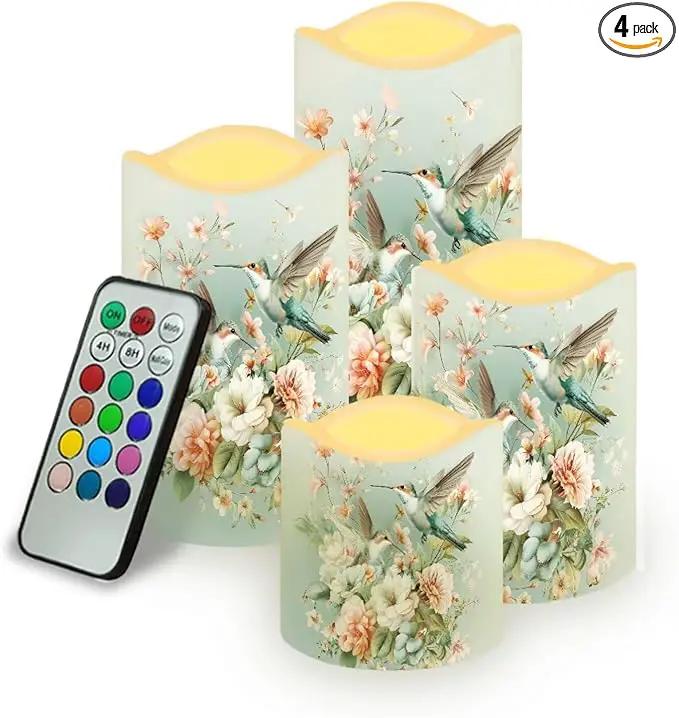 Ystardream Battery Operated LED Candles Set of 4 with Remote Control Timer Dancing Flame Pillar Candles Home Table Coastal Decorations by GreenHaven Gardens