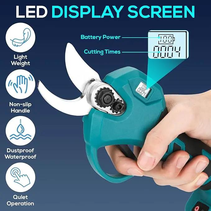 Electric Pruning Shears, Cordless Electric Scissors with 2 PCS Rechargeable 48V 2.0 Ah Batteries & 2 Blades, 1.6" Cutting Diameter Pruning Shears Garden Tool for Tree Trimming Branch Cutter by GreenHaven Gardens