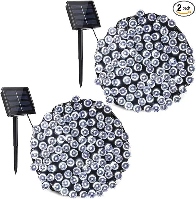 Toodour Solar Christmas Lights, 2 Packs Total 144ft 400 LED 8 Modes Solar String Lights, Waterproof Solar Outdoor Christmas Lights for Garden, Patio, Fence, Balcony, Christmas Tree Decor - White by GreenHaven Gardens