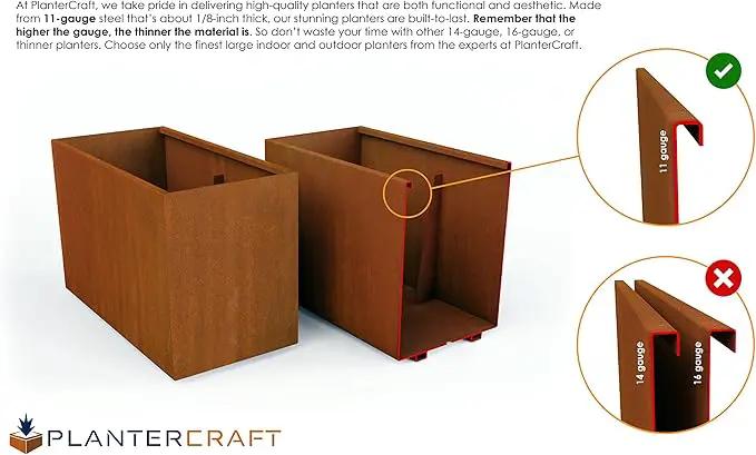 Extra Large Outdoor Planter – 4 FT Long x 42 in Tall Corten Steel Planter | The Ultimate Metal Privacy Screen | Heavy Duty, Made in USA by GreenHaven Gardens