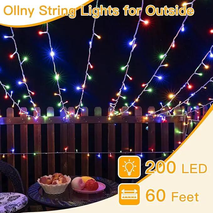 Ollny Christmas Lights Outdoor 200LED 60FT, Multicolor Connectable Plug in Fairy Light Indoor, 8 Modes Waterproof Timer Plug in LED String Lights for House Outside Bedroom Patio Balcony by GreenHaven Gardens