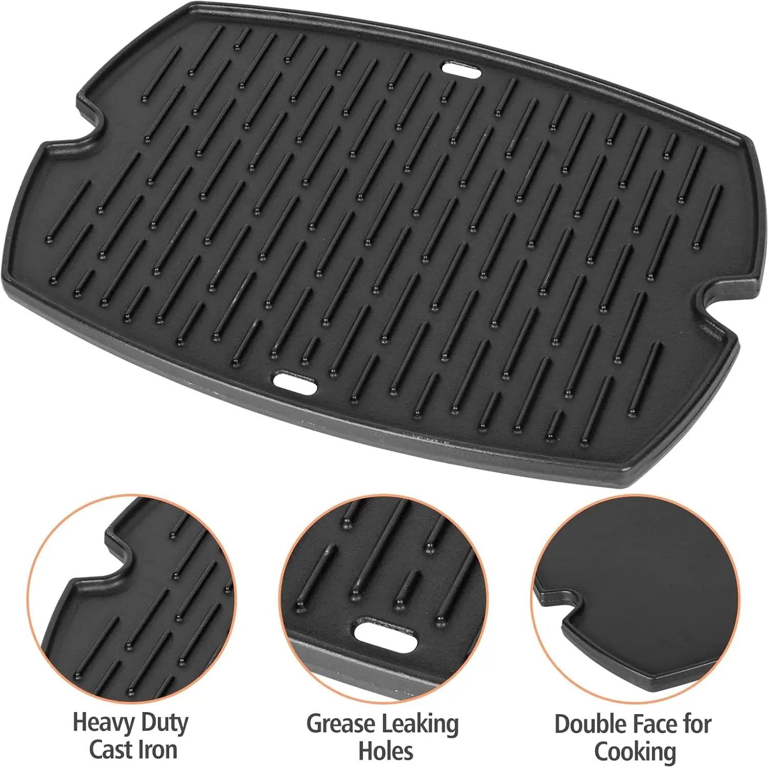 7582 Cast Iron Griddle for Weber Q1000 Grill, for Weber Q100 Q1000 Q1200 Q120 Q140 Q1400 Grill Parts, for 7582 Grate 6558 Full Size Griddle Inserts, Baby Q Replacement, Flat Top Plate Accessories by GreenHaven Gardens