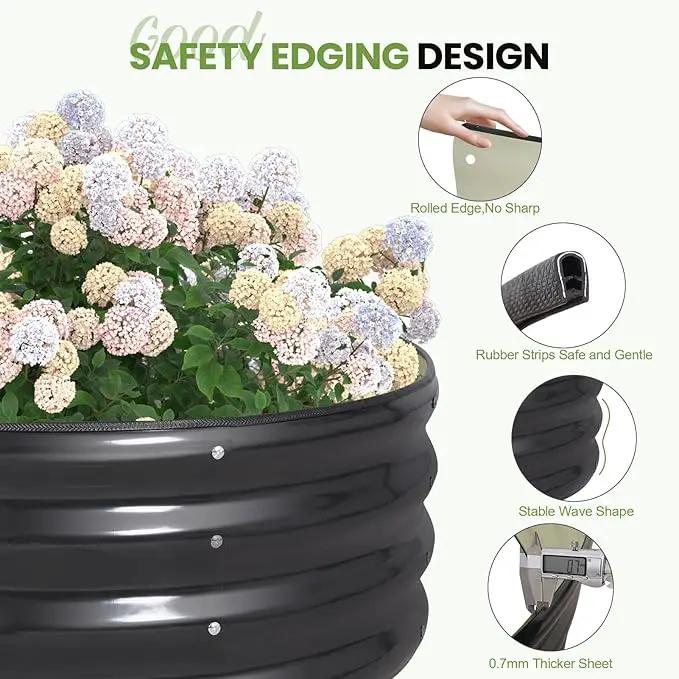 G GOOD GAIN Round Raised Garden Bed - 2Pcs 3x3x1ft Galvanized Steel Planter Boxes Outdoor with Rubber Edge Trim | Metal Raised Beds for Gardening Vegetables Flowers Fruits Herbs (Dark Grey) by GreenHaven Gardens