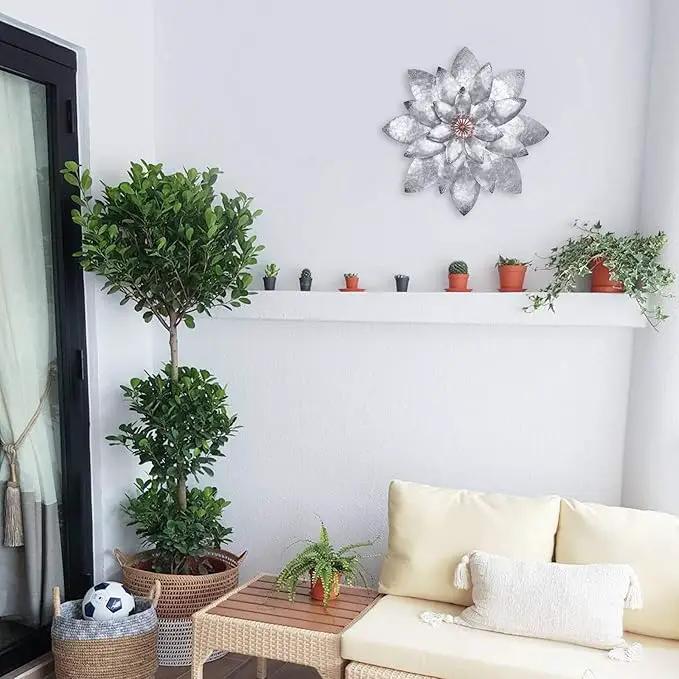 EASICUTI Bohemian Galvanized Metal Flower Wall Decor Metal Wall Art Decorations Hanging For Indoor Outdoor Home Bathroom Kitchen Dining Room Bedroom Living Room Or Wall Sculptures 12 Inch by GreenHaven Gardens