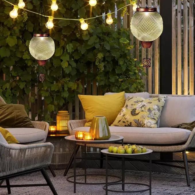 Starsoul 2 PC Cage Hot Air Balloon Solar Lantern with Flame Glass Outdoor Hanging Hot Air Balloon Solar Light Lamp Waterproof Garden Patio Yard Party Decorations by GreenHaven Gardens