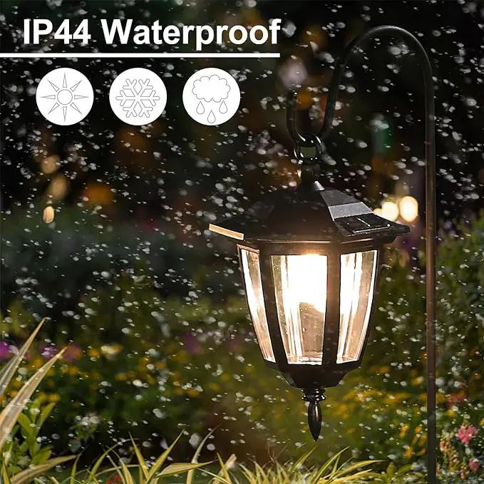 Dynaming 2 Pack Solar Hanging Lights Outdoor, Solar Powered Garden Decorative Lanterns with 2 x 38 Inch Shepherd Hooks, Waterproof Landscape Lighting for Lawn Patio Yard Pathway Driveway, Warm White by GreenHaven Gardens