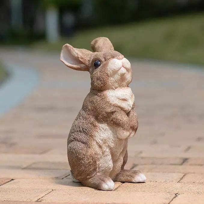 Bunny Statue Garden Statues Rabbit Figurines Decor Outdoor Polyresin Easter Decorations Bunnies Gifts Home House Kitchen Figurine Patio Lawn Yard Art Housewarming Funny Decoration 9.5inch by GreenHaven Gardens