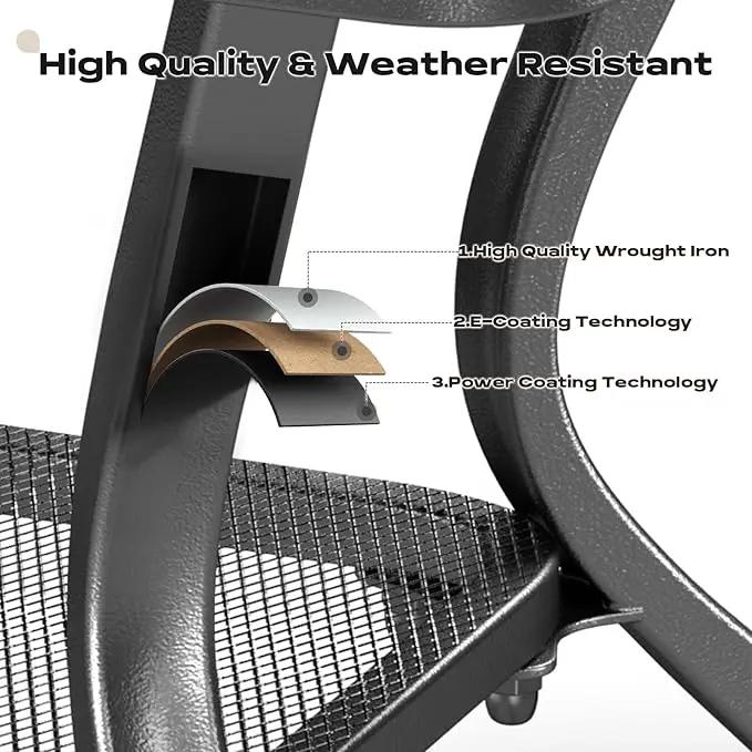 Patio Tables Outdoor Dining Table - Metal Coffee Tables with 2-Tier Storage Shelf 1.57" Umbrella Hole for Outside Proch Deck Balcony Garden Rectangle by GreenHaven Gardens