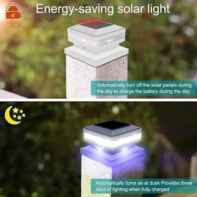 Sumaote Solar Post Cap Light, 52 LED 160LM 6x6 Solar Post Lights, IP65 Waterproof Outdoor for 4x4 5x5 6x6 Wooden Posts, 6000K White SMD Lighting for Deck Fence Garden Porch, White Shell, 4 Pack by GreenHaven Gardens