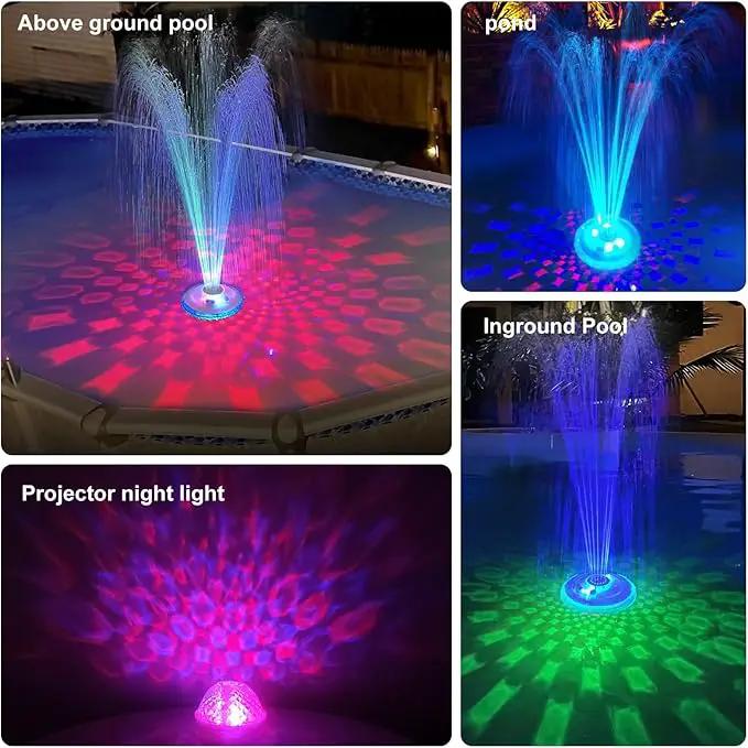 Floating Pool Fountain with Underwater Light Show,Pool Water Fountain Rechargeable Battery Powered,2 Spray Modes Pool Fountain Pump for Inground Above Ground Pools-1PC by GreenHaven Gardens