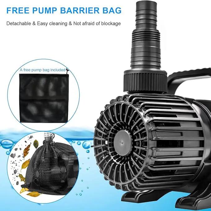 Outdoor 3000gph-155W 32.8FT Pond Water-fall & Kio Fish Fountain-s &Garden Pump Submersible IPX8: Long 32.8FT Cord Smart-er & Quieter Duck & Yard Ponds Pumps, 1 Barrier Pump Bag by GreenHaven Gardens