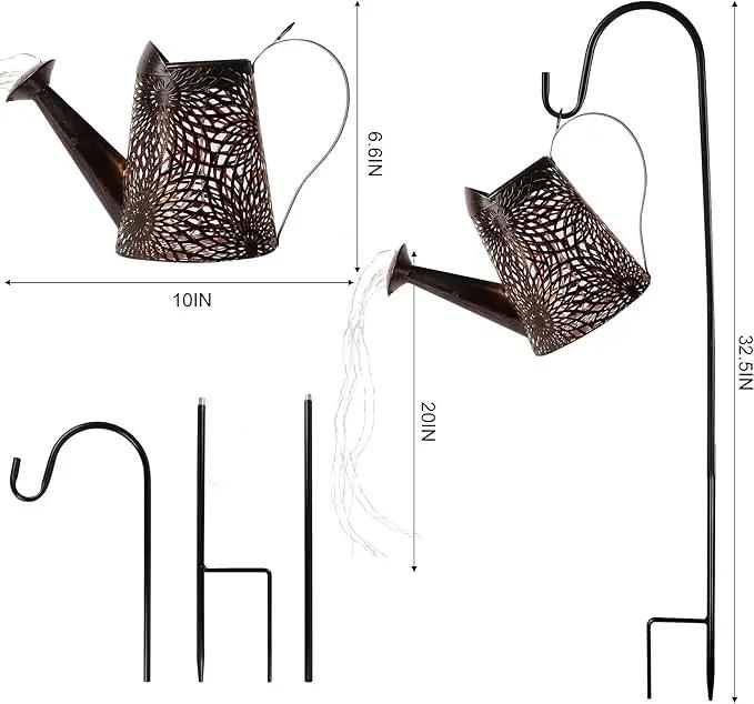 Glintoper 2 Pack Outdoor Solar Watering Can Garden Lights, Metal Waterfall Figurine Lights with Shepherd Hook, Decorative Yard Art for Mom, Mothers Day Ideal Gifts, for Patio Walkway Pathway Lawn by GreenHaven Gardens