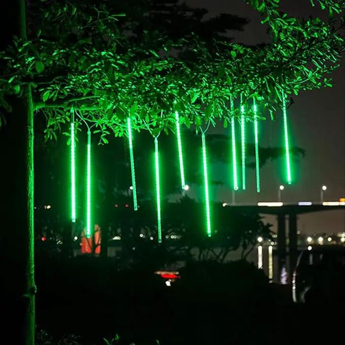 High Brightness 10 Tube 12 Inch 360 LED Meteor Shower Rain Lights Cascading Falling Rain Outdoor Light for Christmas Halloween Tree Raindrop Decoration by GreenHaven Gardens