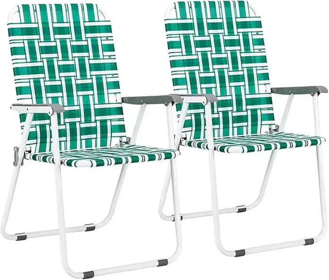 VINGLI Patio Lawn Webbed Folding Chairs1 Piece, Outdoor Beach Chair Portable Dining Chair for ir for Outdoor Yard, Garden(Green, Classic) by GreenHaven Gardens