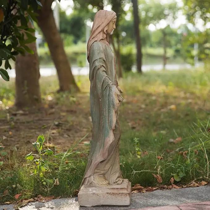 Virgin Mary Garden Statue Outdoor H31” Blessed Catholic Saint Mother of God Large Holy Madonna Resin Religious Sculpture Yard Outside Lawn Tall Praying St Mama Marian Big Painted Lady Magdalene by GreenHaven Gardens