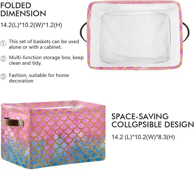 Mermaid Rectangular Storage Basket Organizer Bin Shelf Baskets For Clothes Gifts For Home Office Dorm by GreenHaven Gardens