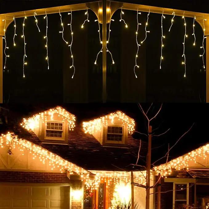 YASENN 300Led Icicle Style String Lights 29.5FT,Update Connectable 8 Lighting Modes with Timer Icicle Lights for Home Garden Outdoor Indoor Eave Decor (Warm White LED White Cable) by GreenHaven Gardens
