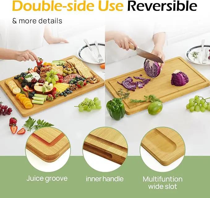 Kitchen Essentials Natural Bamboo Cutting Board XL With Durable, Knife-Friendly Surface & Deep Juice Groove – Perfect For BBQ(Pre Oiled, Natural) by GreenHaven Gardens