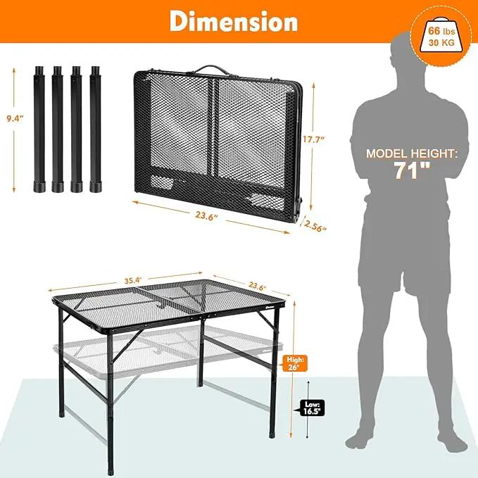 Folding Table, Easy for Storage, Compact and Portable Picnic Table for Grill, Outdoor Camping, Garden, Patio, Dining, BBQ, Party, Market, 3Ft (Medium, Black) by GreenHaven Gardens