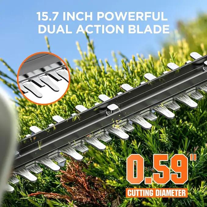 Litheli 20V Cordless Hedge Trimmer 16" (5/8" Cut), Handheld Shrub/Bush Trimmer, Lightweight for Thick Branches & Yard Work,Work with Litheli 20V System (2.5Ah Battery Incl.) by GreenHaven Gardens
