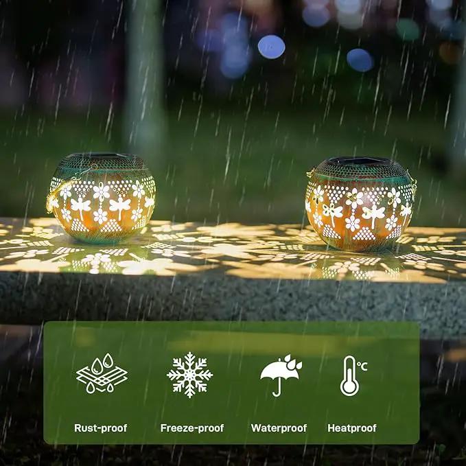 Starsoul 2 Pack Solar Lanterns Waterproof Outdoor, Dragonfly Hollow Out Metal Decoractive Hanging Solar Lantern Lights for Outside Garden Yard Porch Tabletop Patio Decor, Gardening Gifts for Women Mom by GreenHaven Gardens