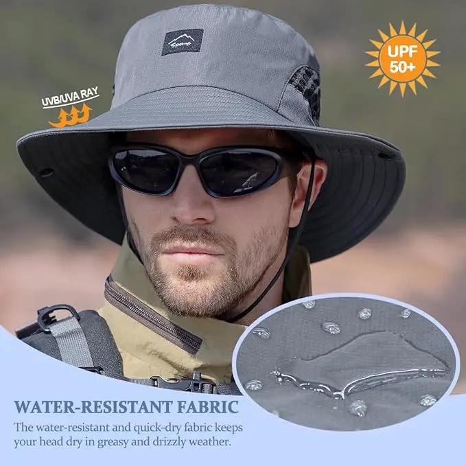 Fishing Hat, UPF50+ Wide Brim Sun Hat for Men Women, UV Protection Hiking Beach Bucket Hats Summer Safari Hat by GreenHaven Gardens