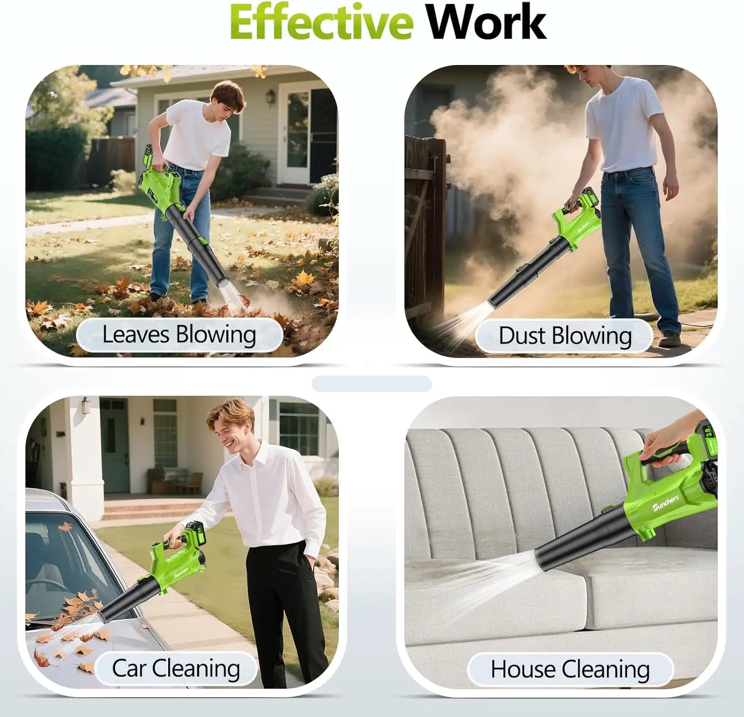 Electric Leaf Blower Cordless with 2 3.0Ah Battery and Charger, 2 Speed Mode 650CFM 280MPH Patio Tools with 2 Tubes, 20V Battery Powered Leaf Cleaner Handheld Blowers for Lawn Care, Dust, Leaves, Yard by GreenHaven Gardens