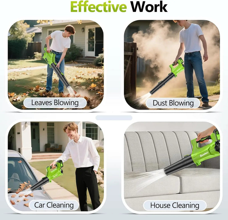 Electric Leaf Blower Cordless with 2 3.0Ah Battery and Charger, 2 Speed Mode 650CFM 280MPH Patio Tools with 2 Tubes, 20V Battery Powered Leaf Cleaner Handheld Blowers for Lawn Care, Dust, Leaves, Yard by GreenHaven Gardens