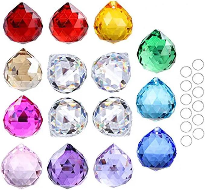 15pcs Crystal Ball Prism 30mm Handmade Feng Shui Faceted Decor Rainbow Maker(Multi-Color) by GreenHaven Gardens