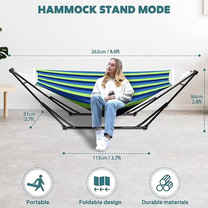 Anyoo 2 in 1 Hammock and Swinging Chair with Collapsible Steel Stand & Carrying Case,Portable & Adjustable,Easy Set Up for Outdoor,Indoor,Porch Swing,Patio,Garden,Camping Trip by GreenHaven Gardens