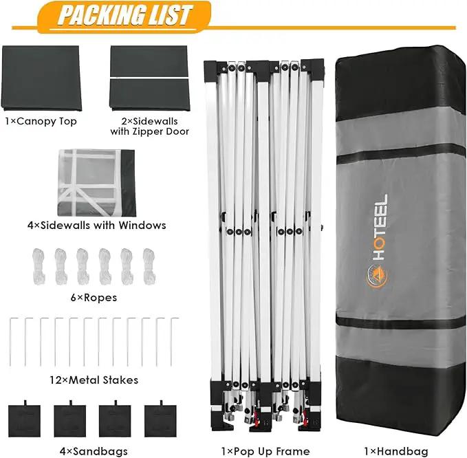 HOTEEL 10x20 Pop up Canopy with 6 Sidewalls, One Push Instant Setup Outdoor Canopy Tent with Reinforce Rod, Weight Bag, for Parties, Events, Gray by GreenHaven Gardens