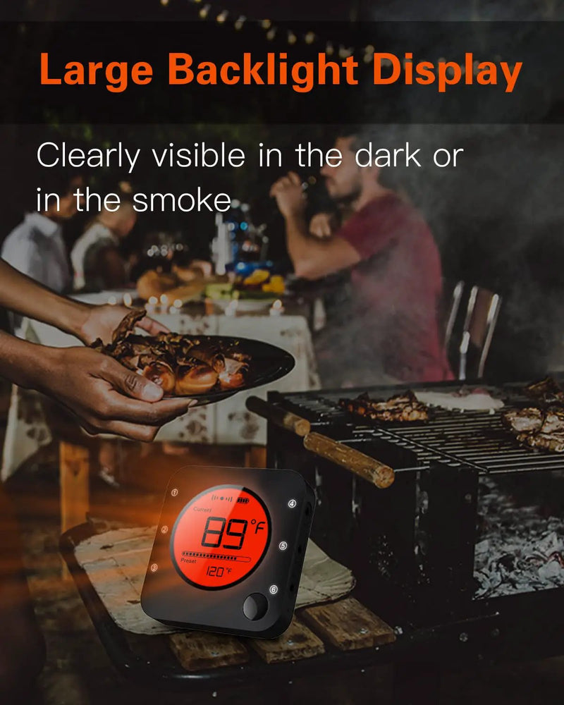 BFOUR Bluetooth Meat Thermometer Wireless Meat Thermometer, Wireless Digital Grill Thermometer with 6 Temperature Probes, Large LCD Display, Bluetooth Thermometer for Grill, Smoker, Oven and BBQ by GreenHaven Gardens