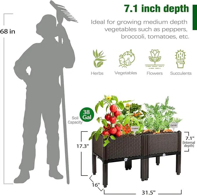 Raised Garden Bed with Legs Planters for Large planters Outdoor Plants Elevated Plastic Garden Planter Boxes Plant pots for Patio Backyard Porch Deck to Planting Flowers Vegetables and Herbs by GreenHaven Gardens